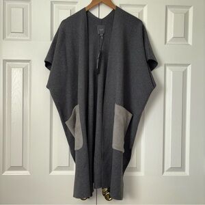 Lysse Gray Knit Shawl Cardigan Vest L/XL Sleeveless Open Front w/ Pockets NWT